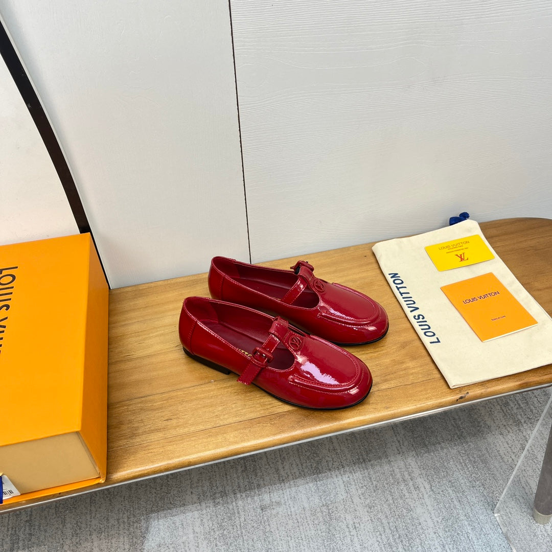 LV Soho Flat Mary Jane Red Calfskin