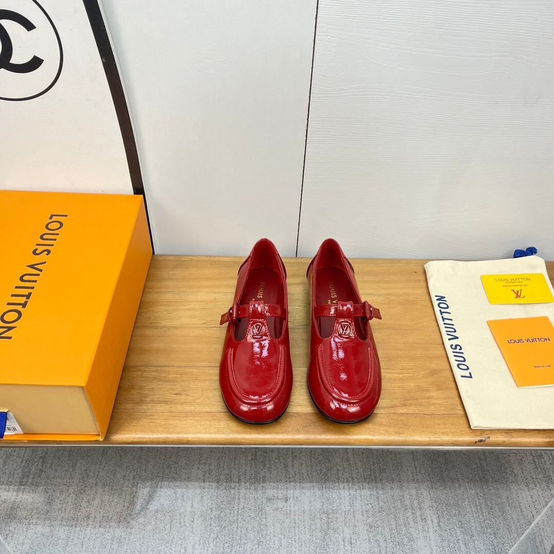 LV Soho Flat Mary Jane Red Calfskin