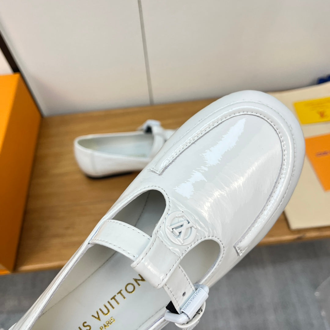 LV Soho Flat Mary Jane White Calfskin