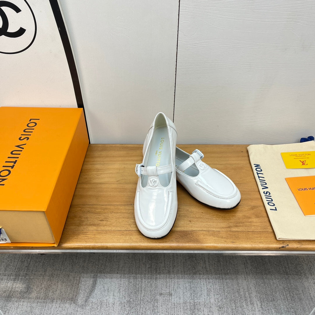 LV Soho Flat Mary Jane White Calfskin