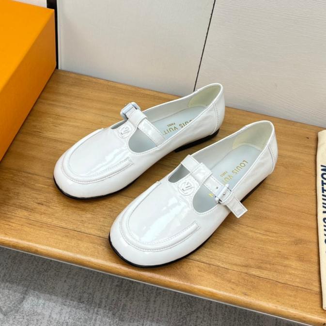 LV Soho Flat Mary Jane White Calfskin