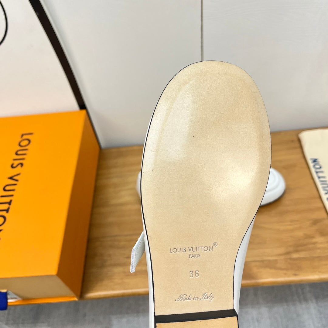LV Soho Flat Mary Jane White Calfskin