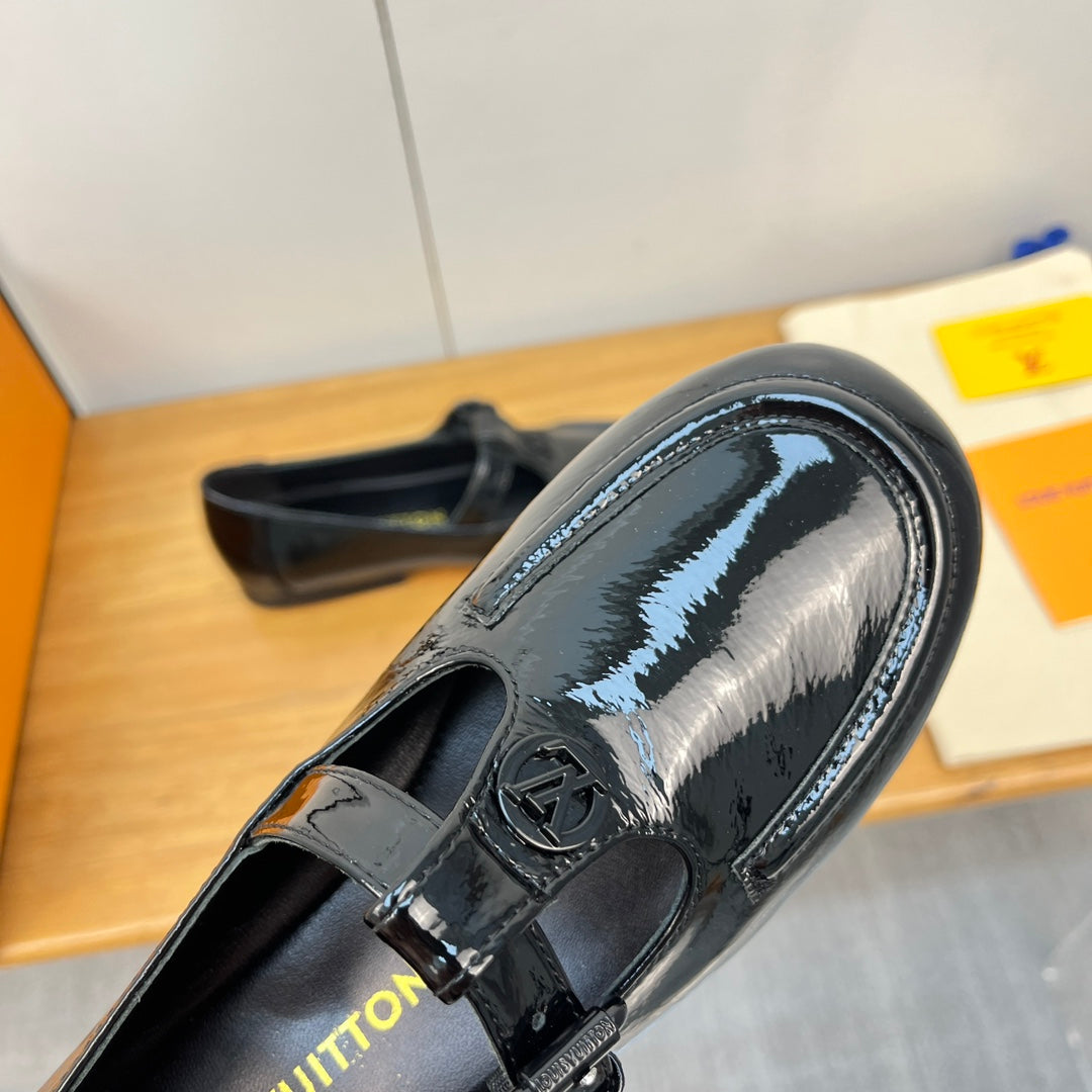 LV Soho Flat Mary Jane Black Calfskin
