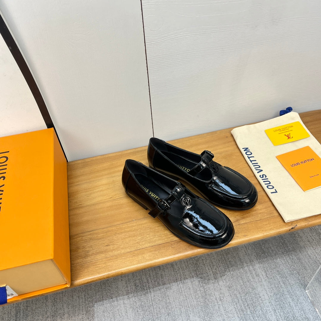 LV Soho Flat Mary Jane Black Calfskin