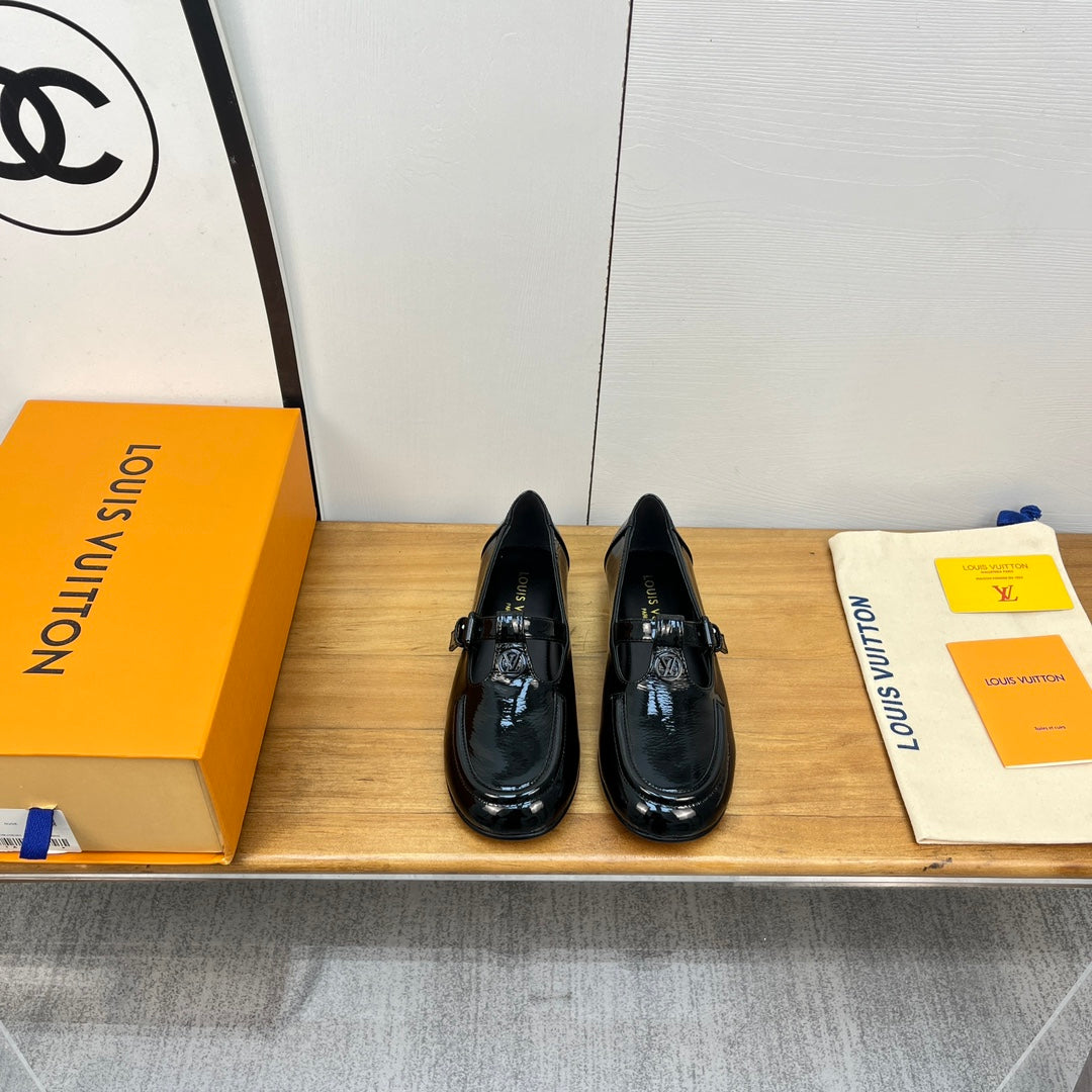 LV Soho Flat Mary Jane Black Calfskin