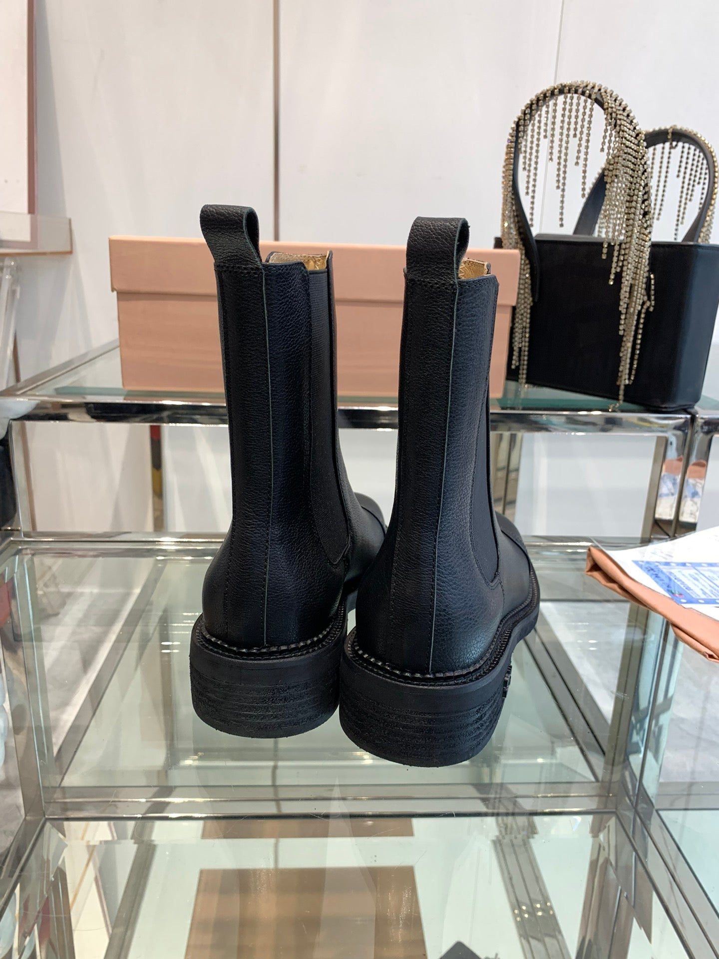 Miu short Boots Black Vegetable Blended Cowhide