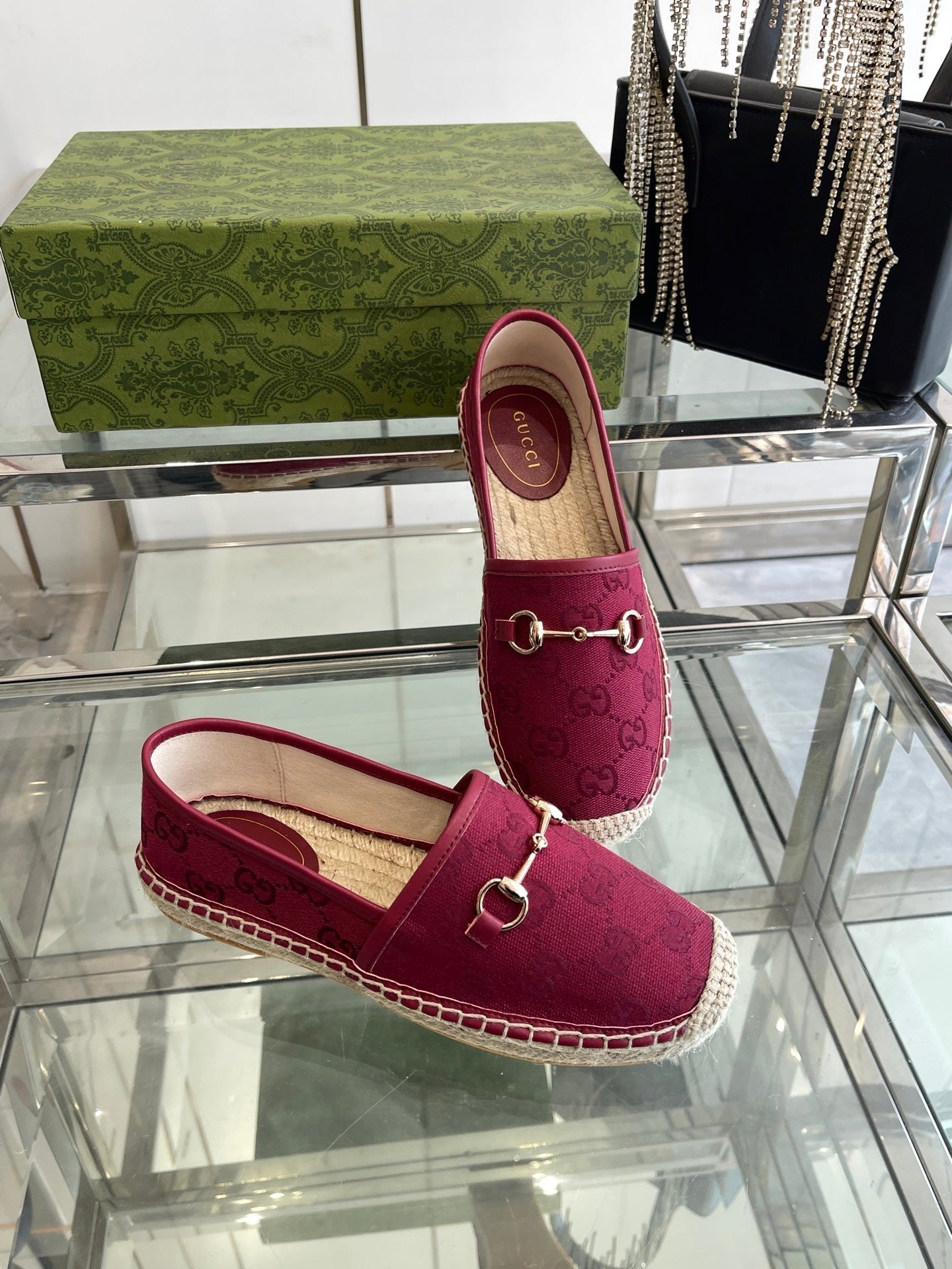 GC 2025 Espadrille With Horsebit Red Burgundy Canvas 292314