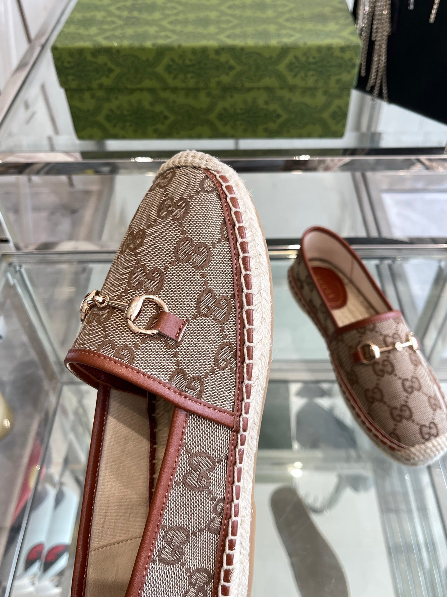 GC 2025 Espadrille With Horsebit Beige and Dark Brown Canvas 292317