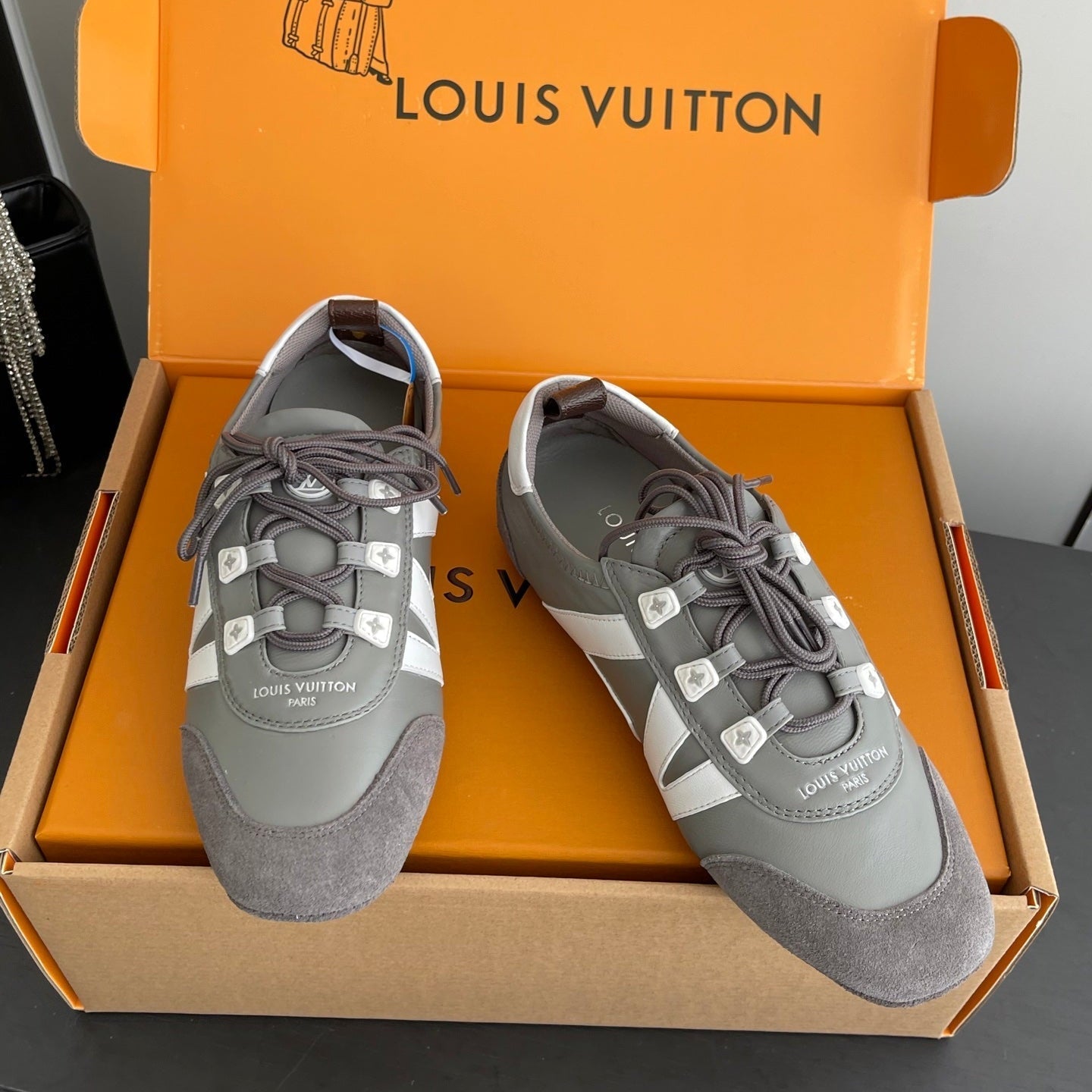 LV 26ss Ballet Sneakers Gray Cowhide Suede 631480