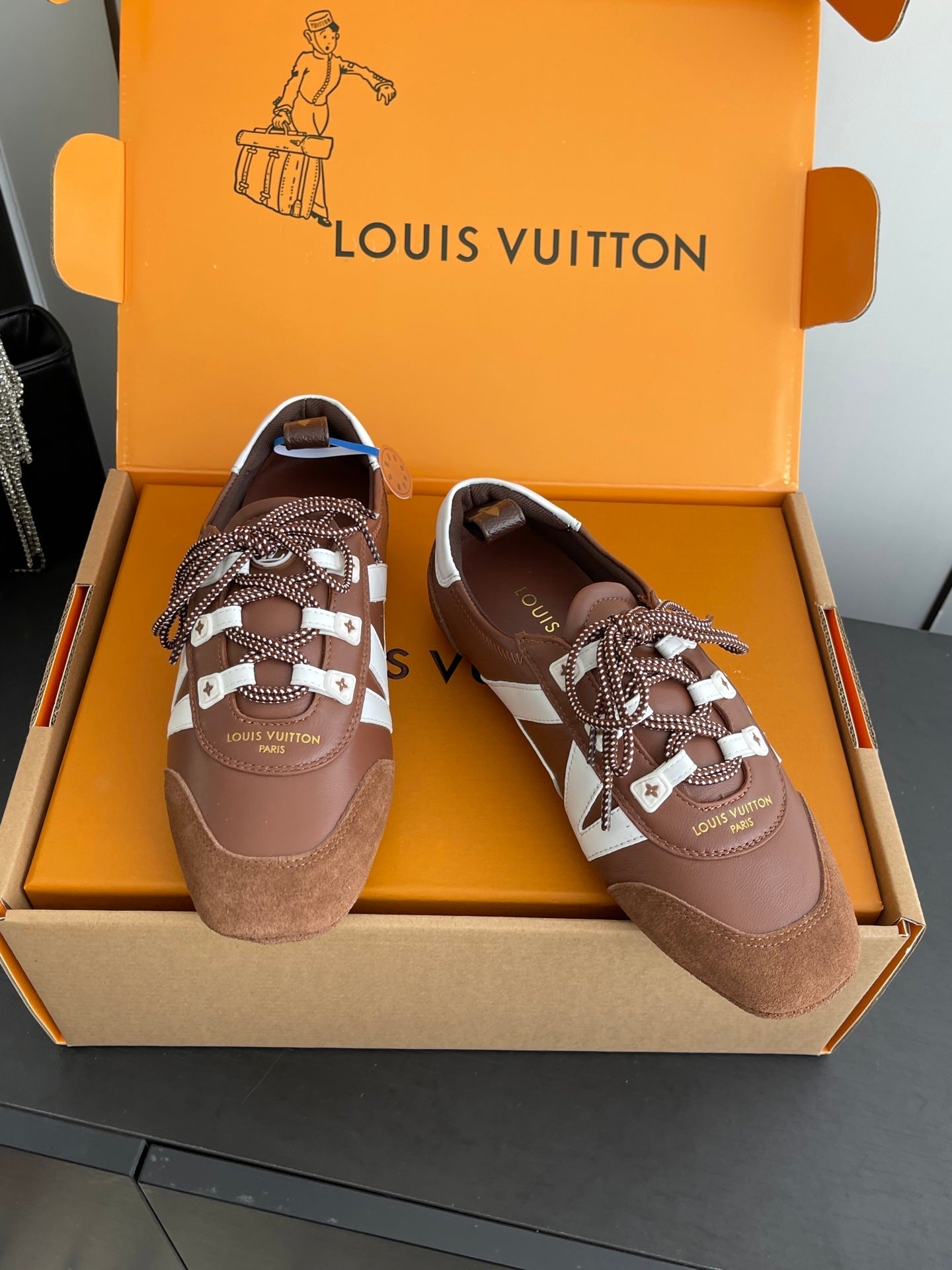 LV 26ss Ballet Sneakers Brown Caramel Cowhide Suede 631483