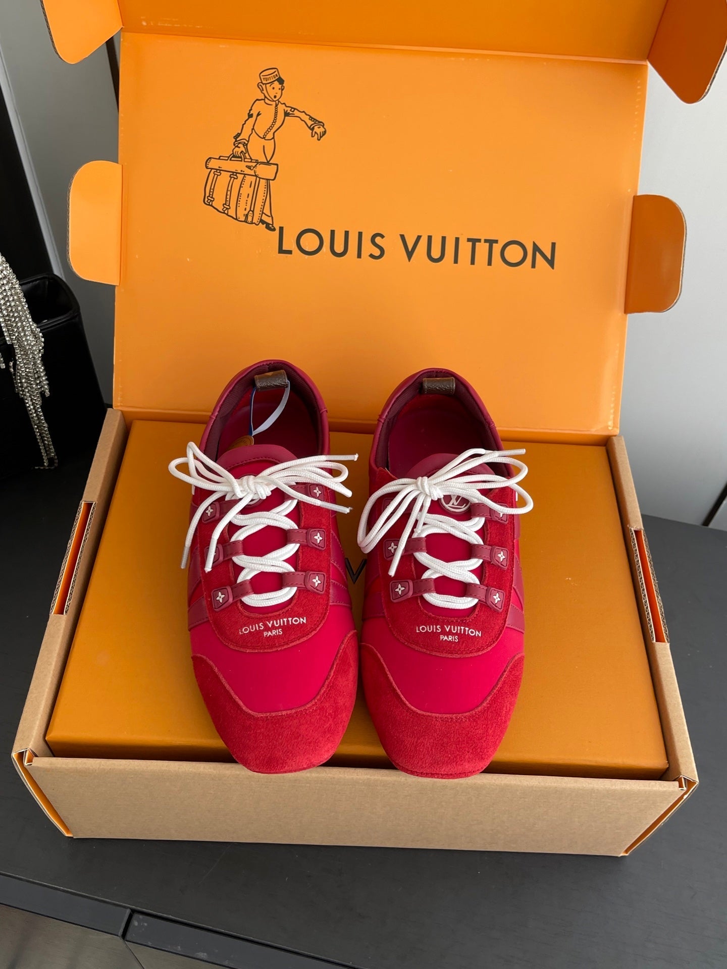 LV 26ss Ballet Sneakers Red Cowhide Suede 631481