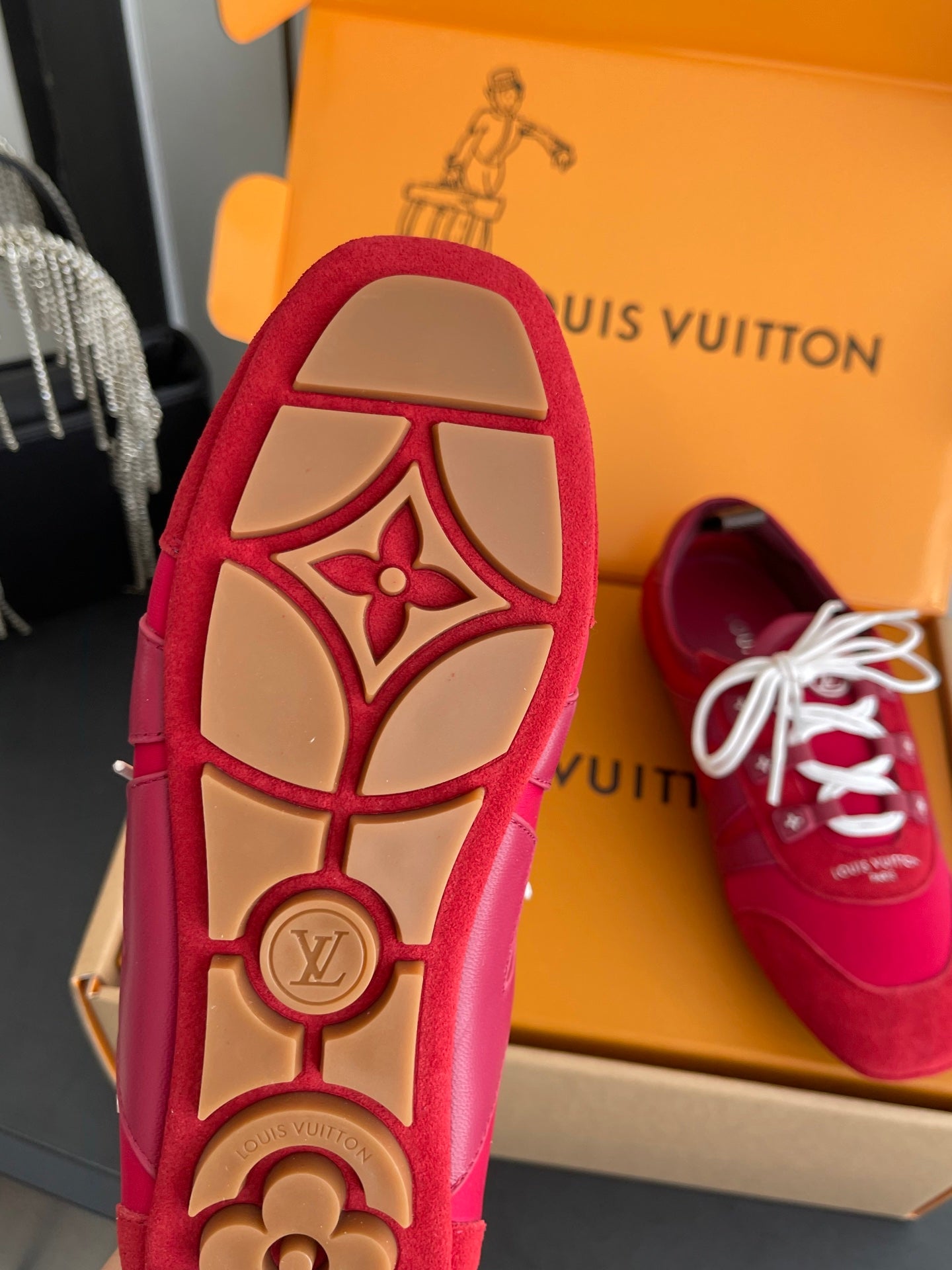 LV 26ss Ballet Sneakers Red Cowhide Suede 631481