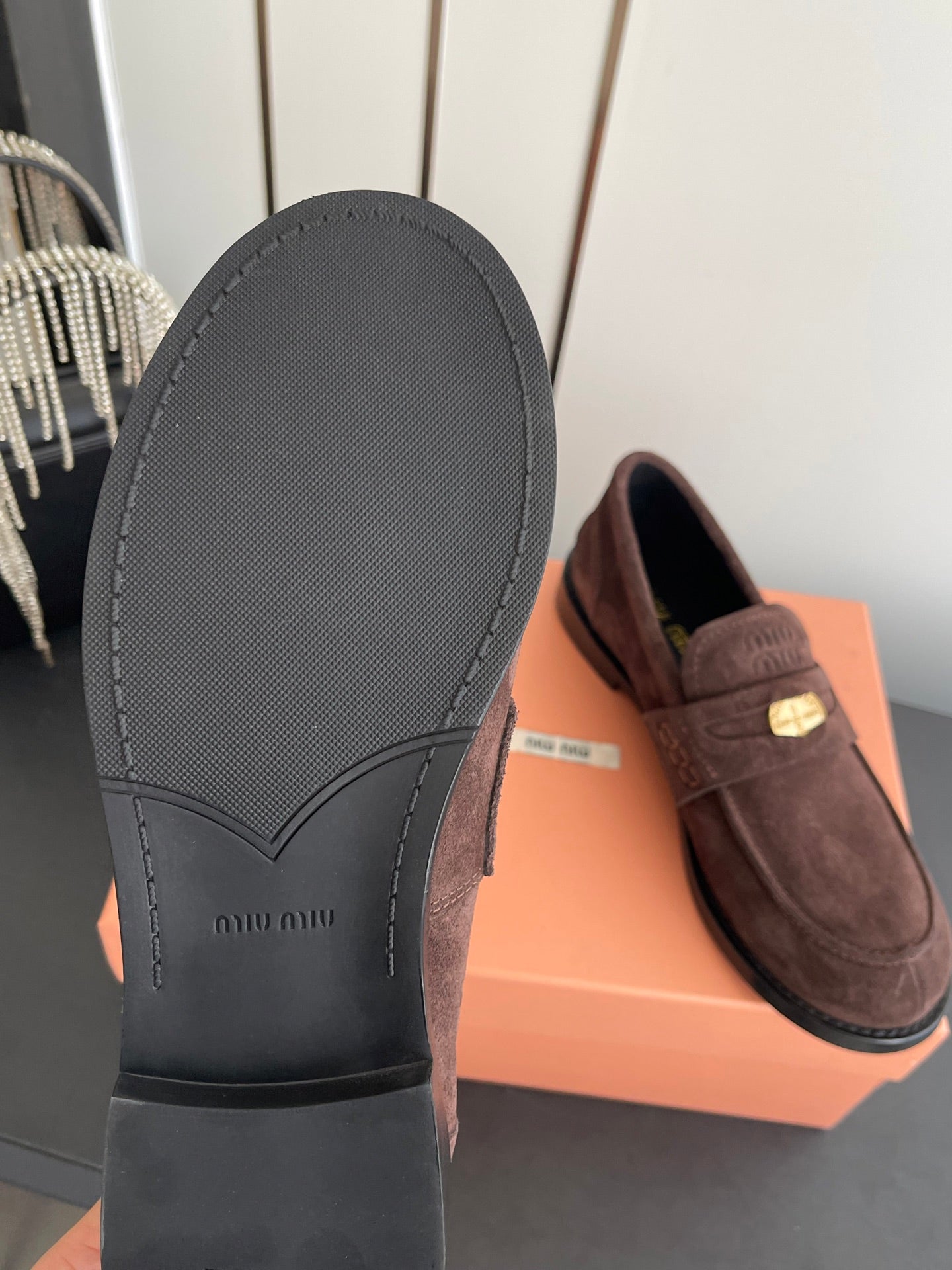MIU 26 Casual Loafers Dark Brown Suede 631624