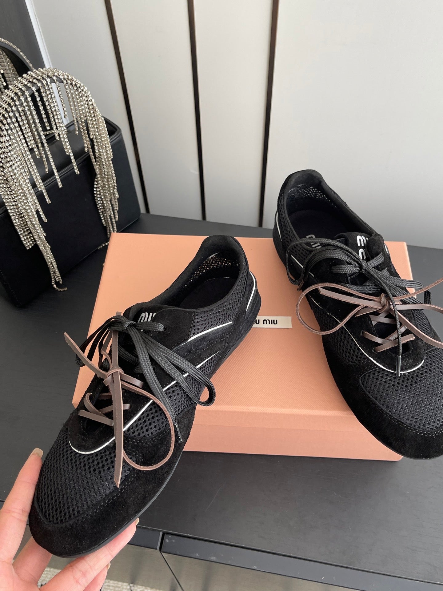 MIU 26 Casual Sneaker Black Fabric Suede 631628