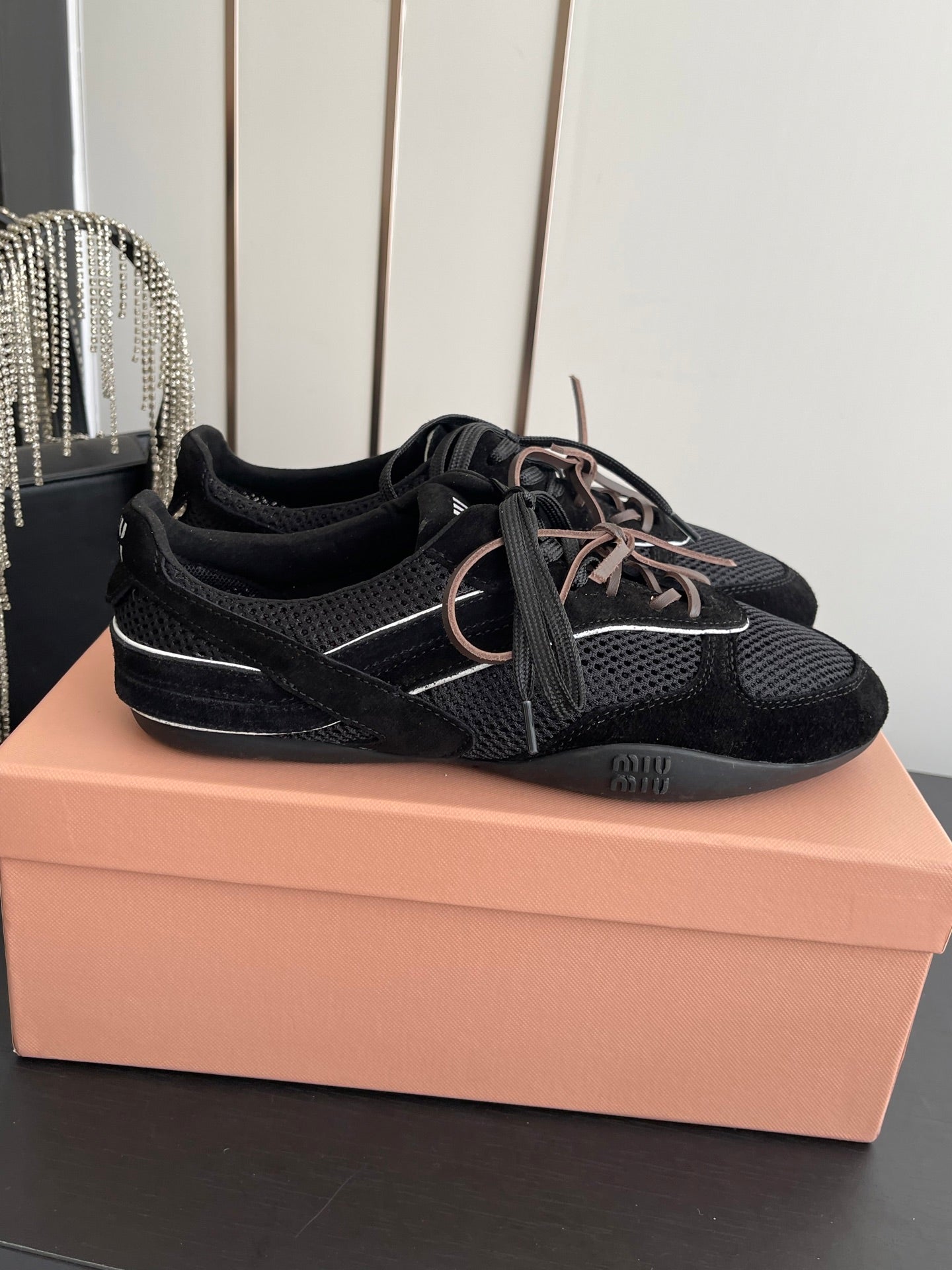 MIU 26 Casual Sneaker Black Fabric Suede 631628