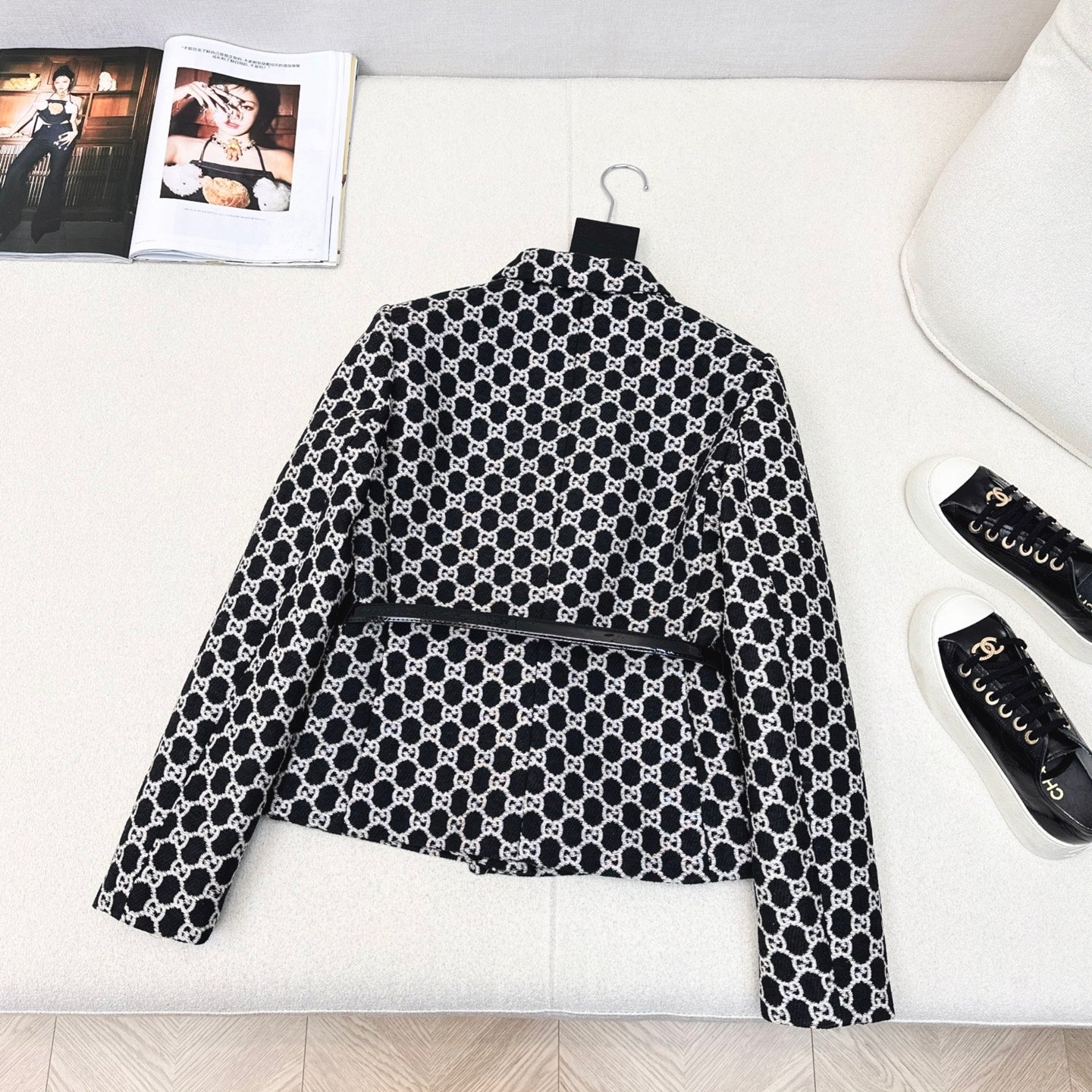 Gucci 25 Patterned Suit Black Jacquard Fabric