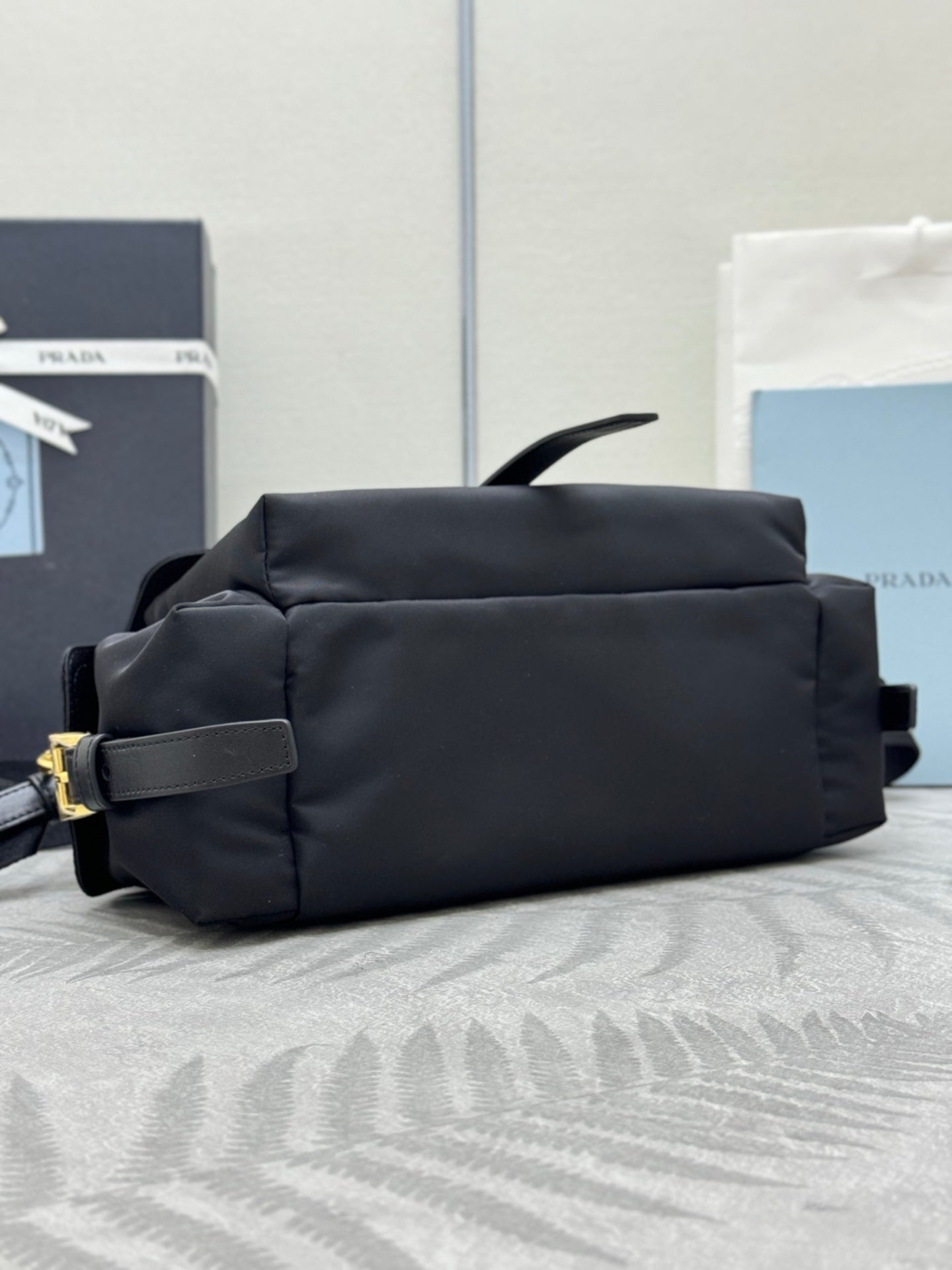 Prada 2026 Explore Shoulder Bag 30cm With Flap Black Re-Nylon