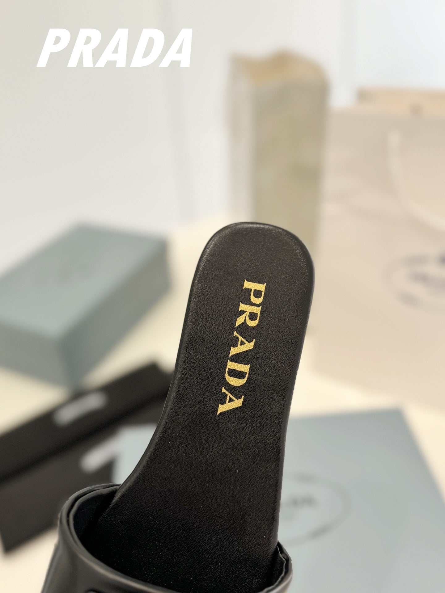 Prada 2026 Silde Sandal Black Cowhide 664761