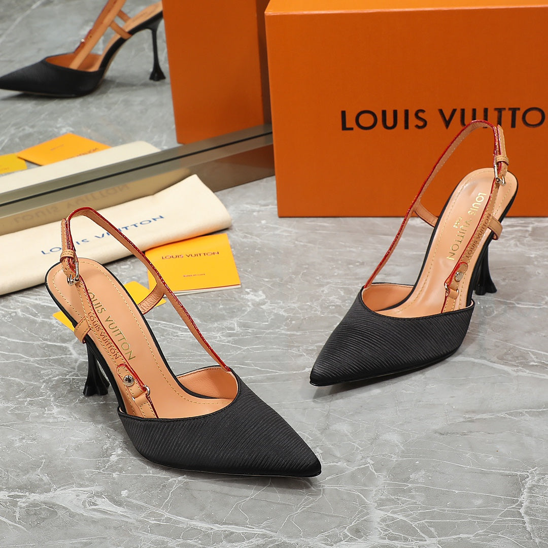 LV Blossom Slingback Pump  Black Embroidered fabric 833401