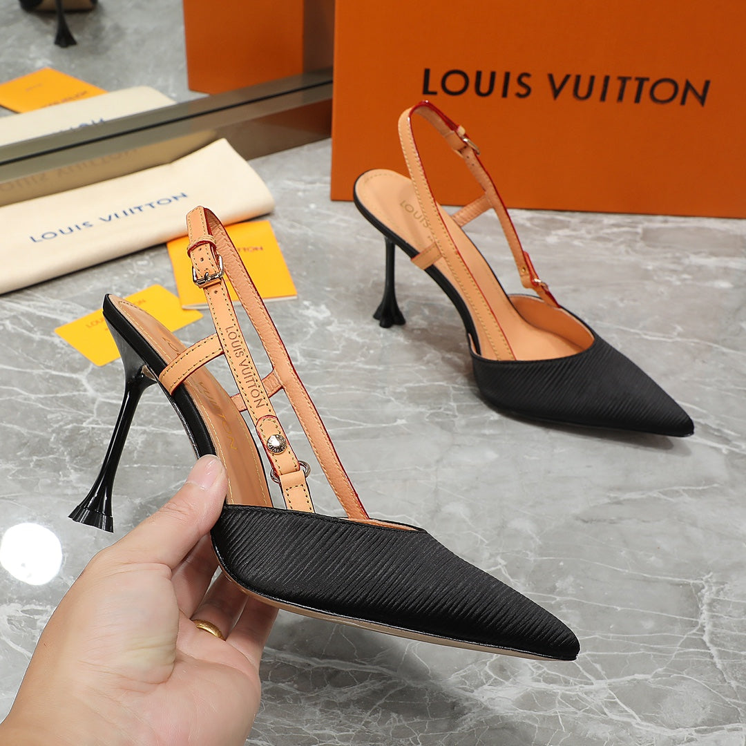 LV Blossom Slingback Pump  Black Embroidered fabric 833401