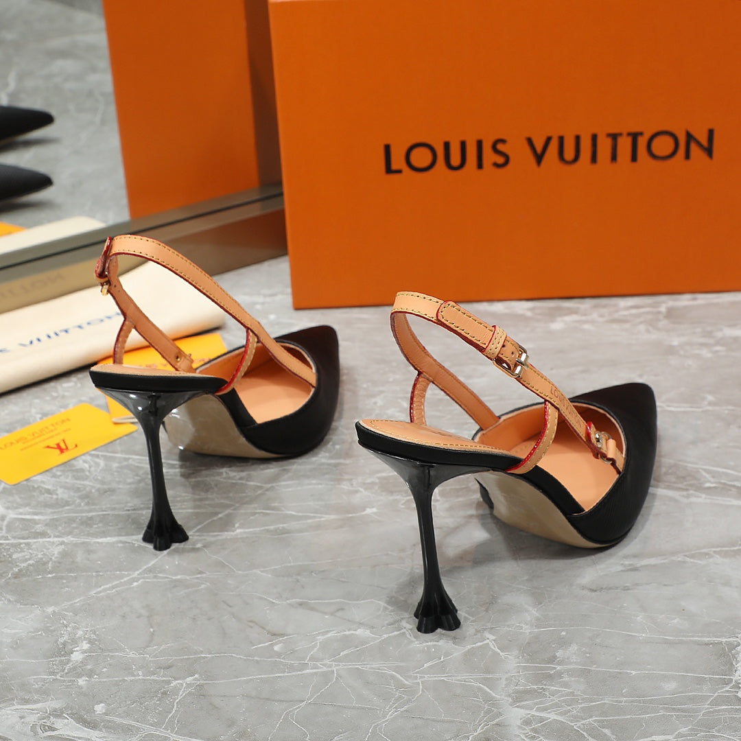 LV Blossom Slingback Pump  Black Embroidered fabric 833401