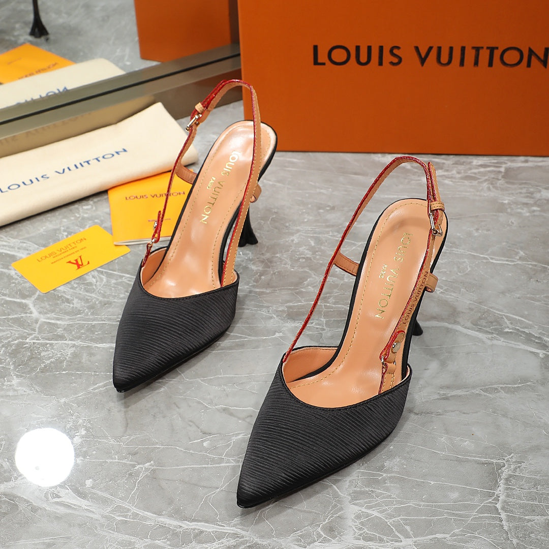 LV Blossom Slingback Pump  Black Embroidered fabric 833401