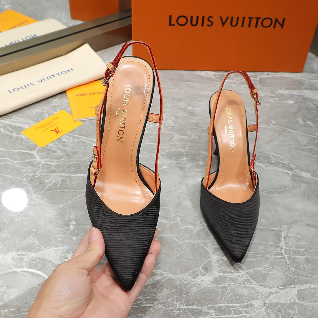 LV Blossom Slingback Pump  Black Embroidered fabric 833401