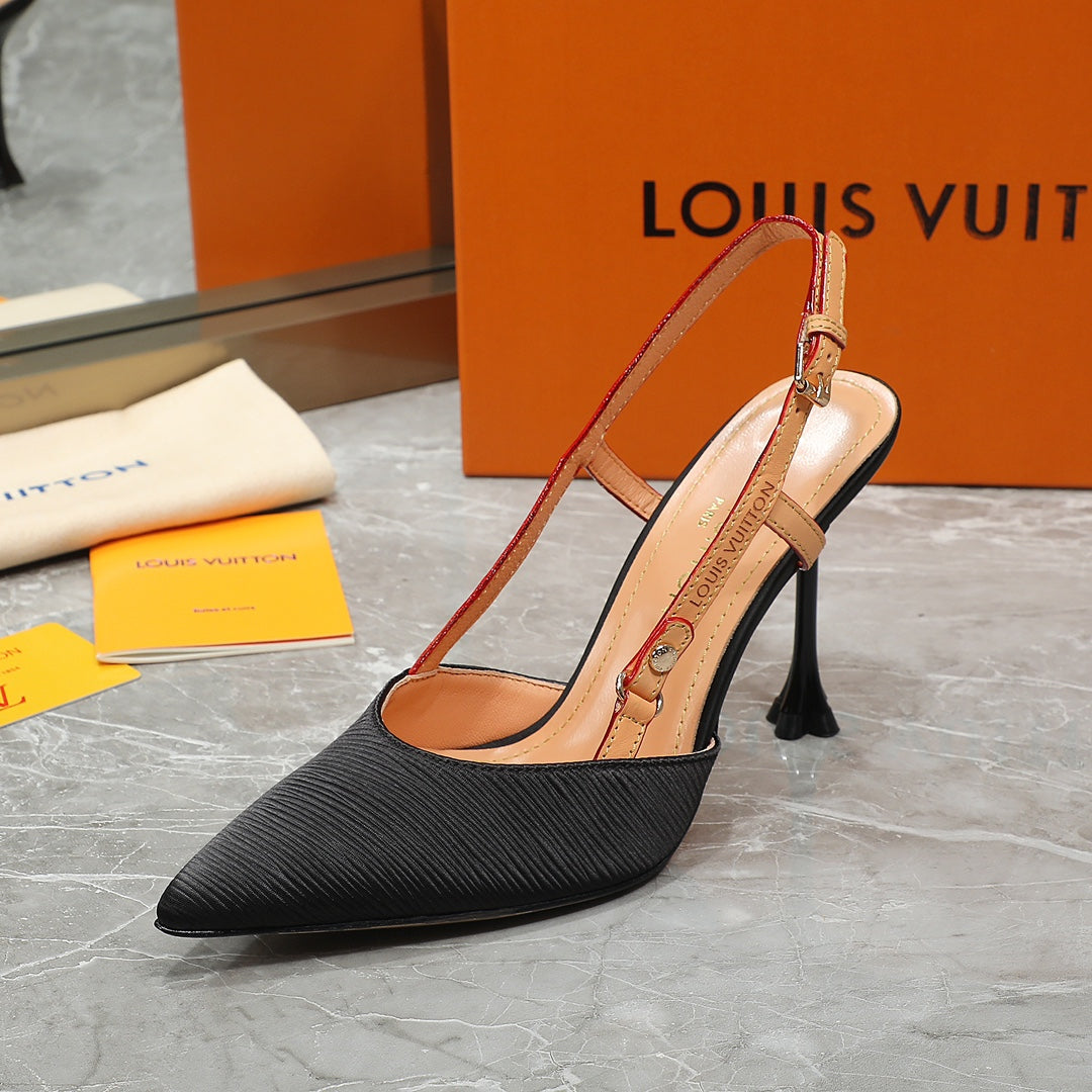 LV Blossom Slingback Pump  Black Embroidered fabric 833401