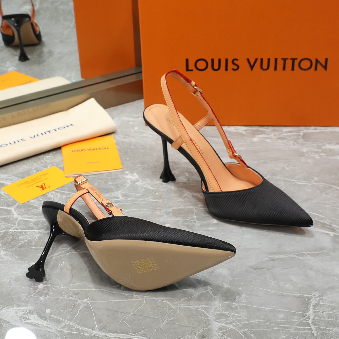 LV Blossom Slingback Pump  Black Embroidered fabric 833401