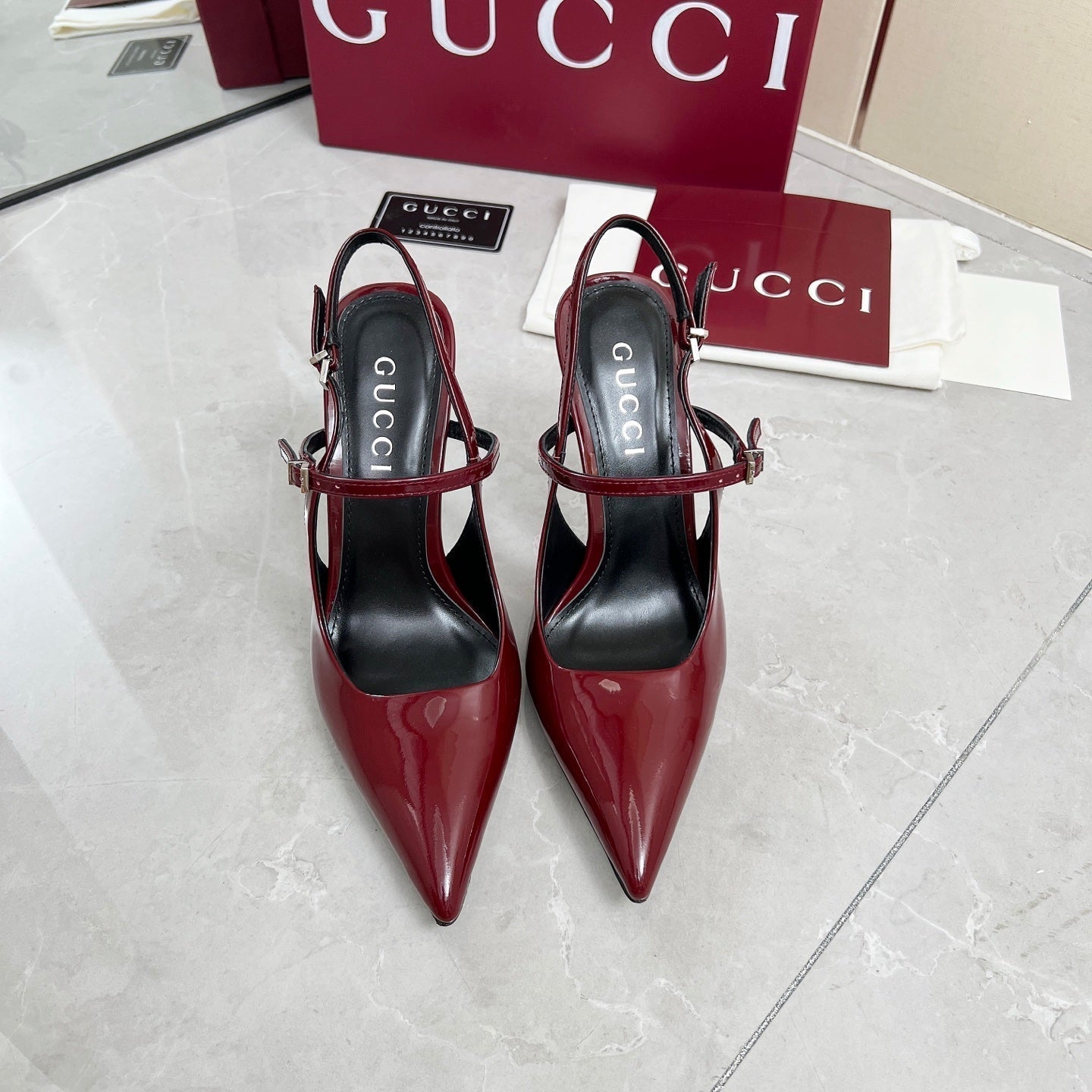 GC 25 Heeled 95mm Slingback Pump Red Patent Leather 293868
