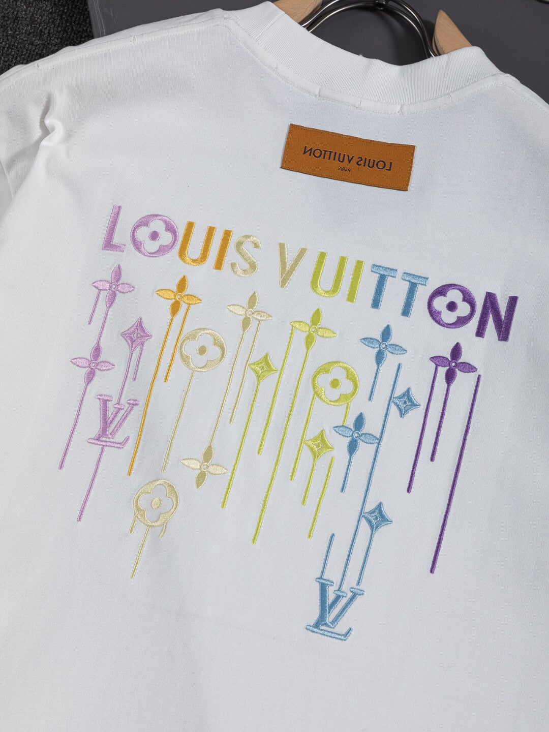 LV 26A Short-Sleeve T-Shirt White Multicolor Cotton 405639