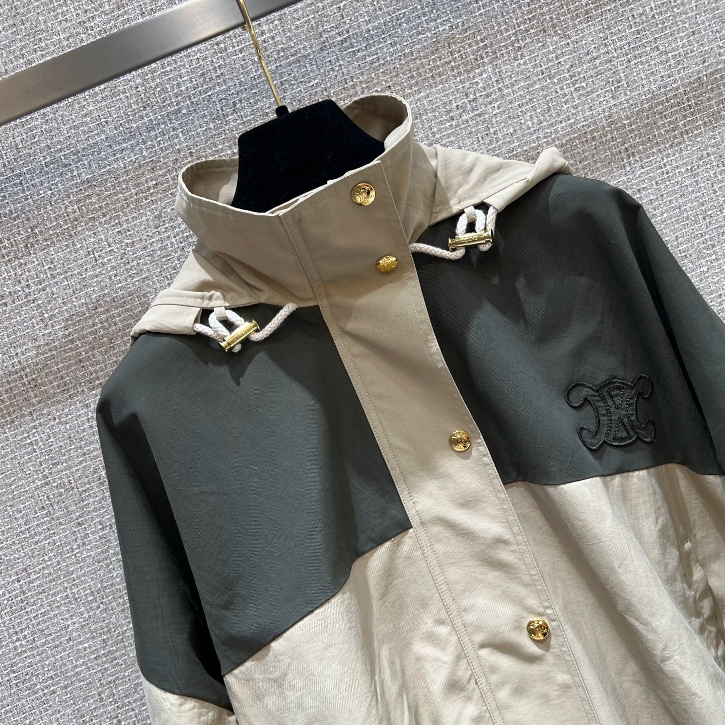 Celine 25 Jacket Beige Green Nylon Polyester