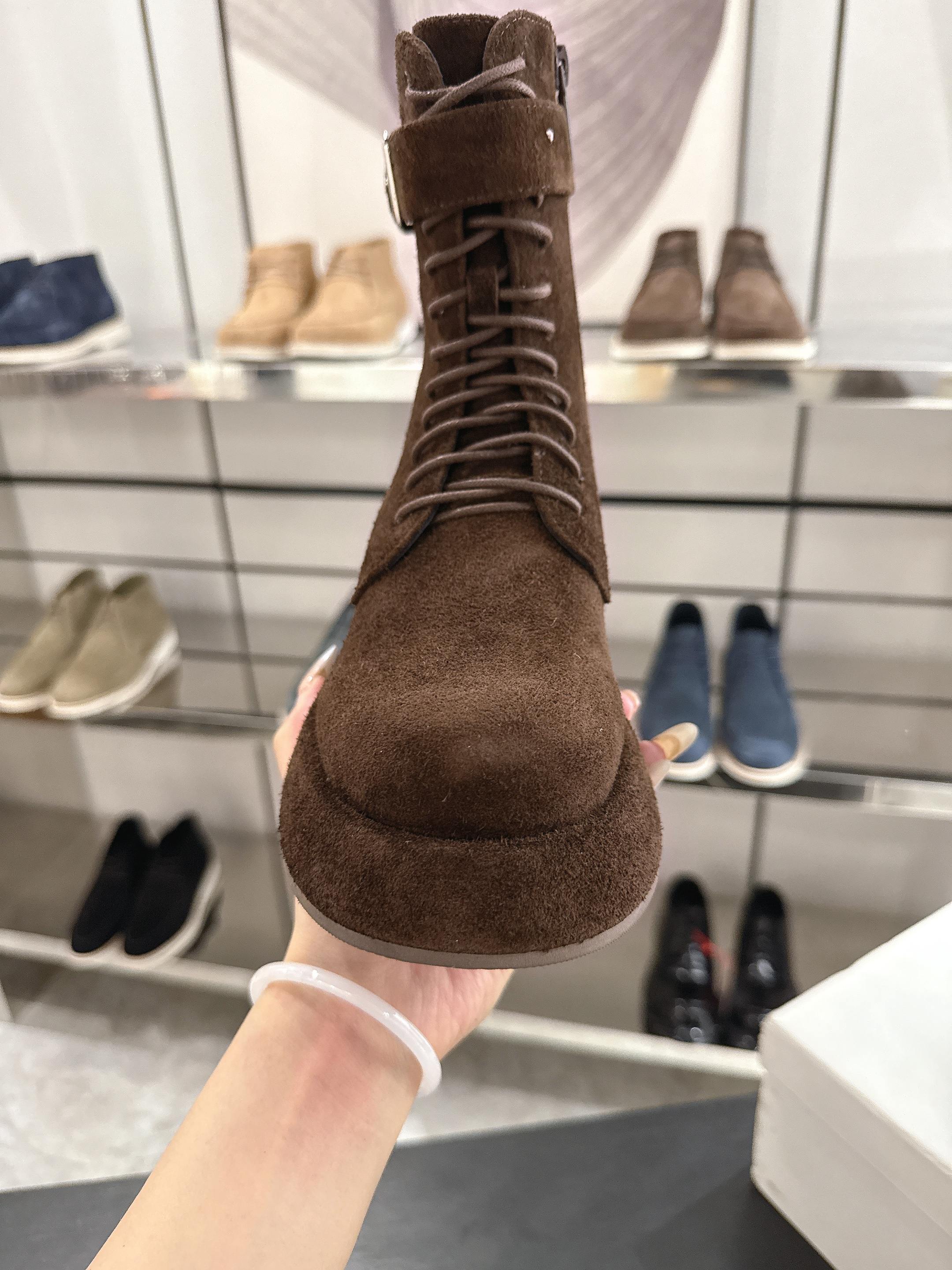 The Row 2025 Lace-up Boot Brown Suede 543370