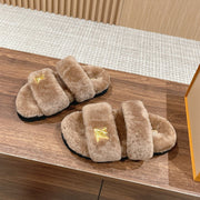 LV Sunset Flat Comfort Mule Milky Brown Wool