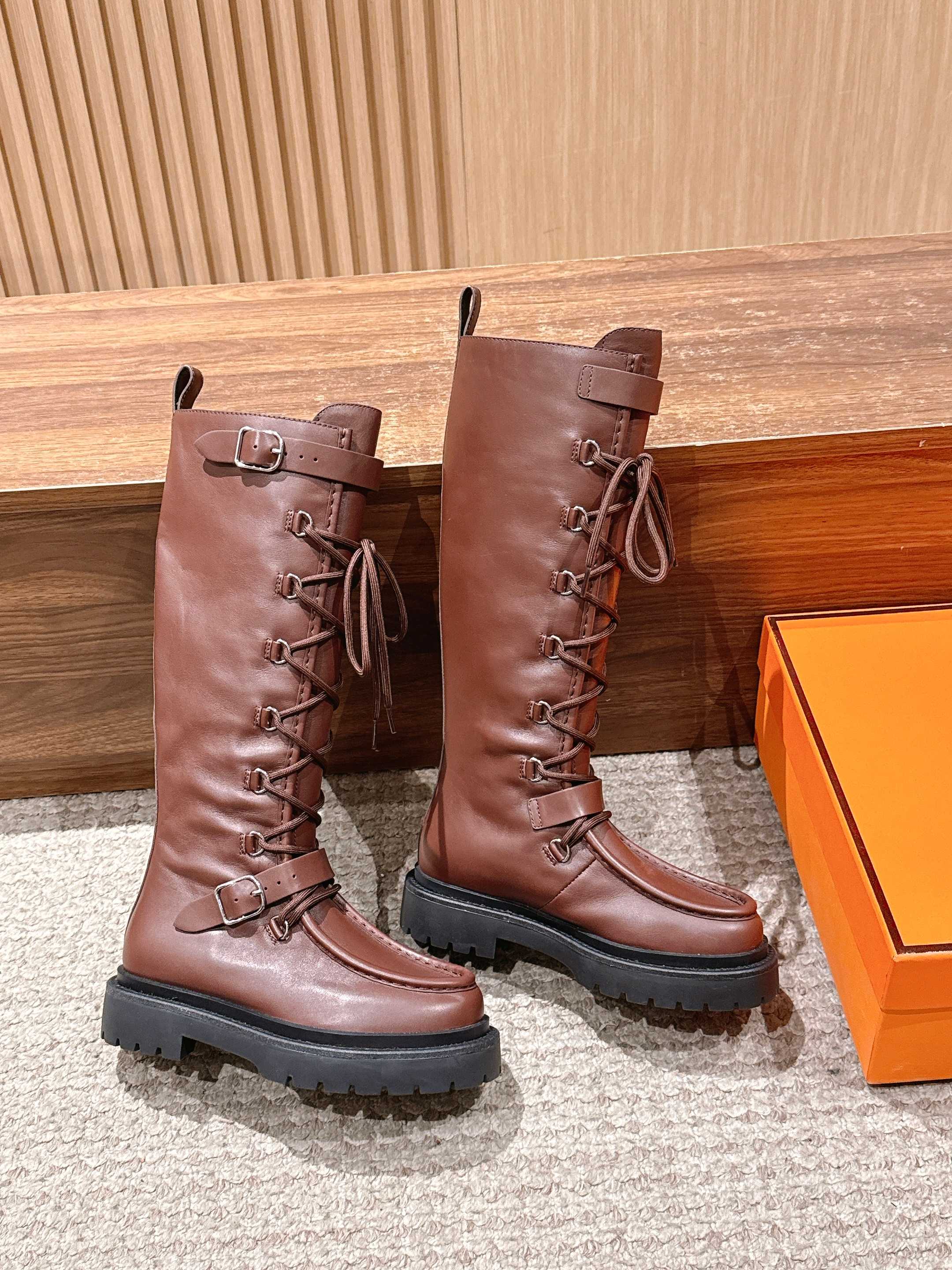 HM 25 High Boots Chocolate Brown mix Black Calfskin 512529