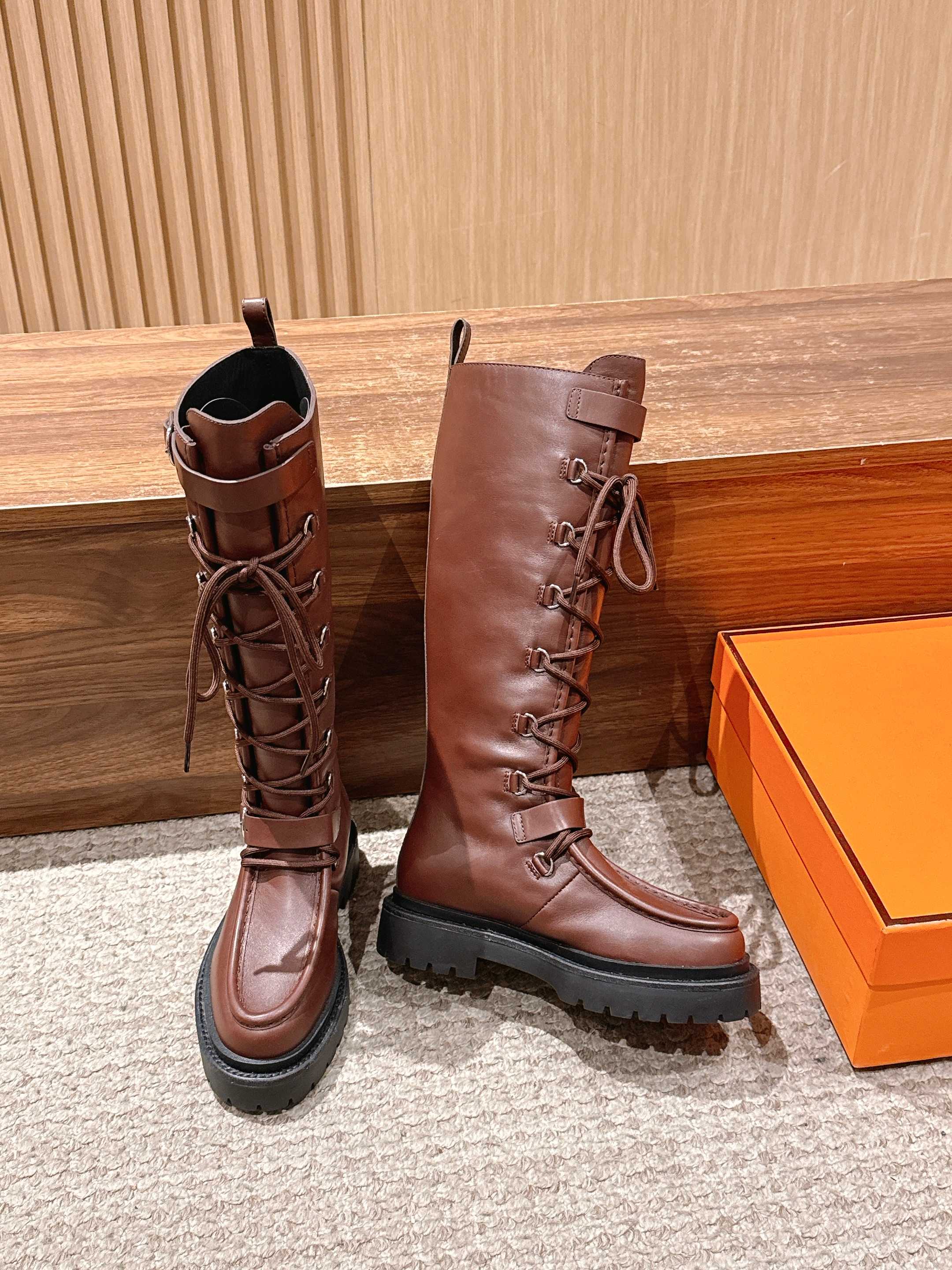 HM 25 High Boots Chocolate Brown mix Black Calfskin 512529
