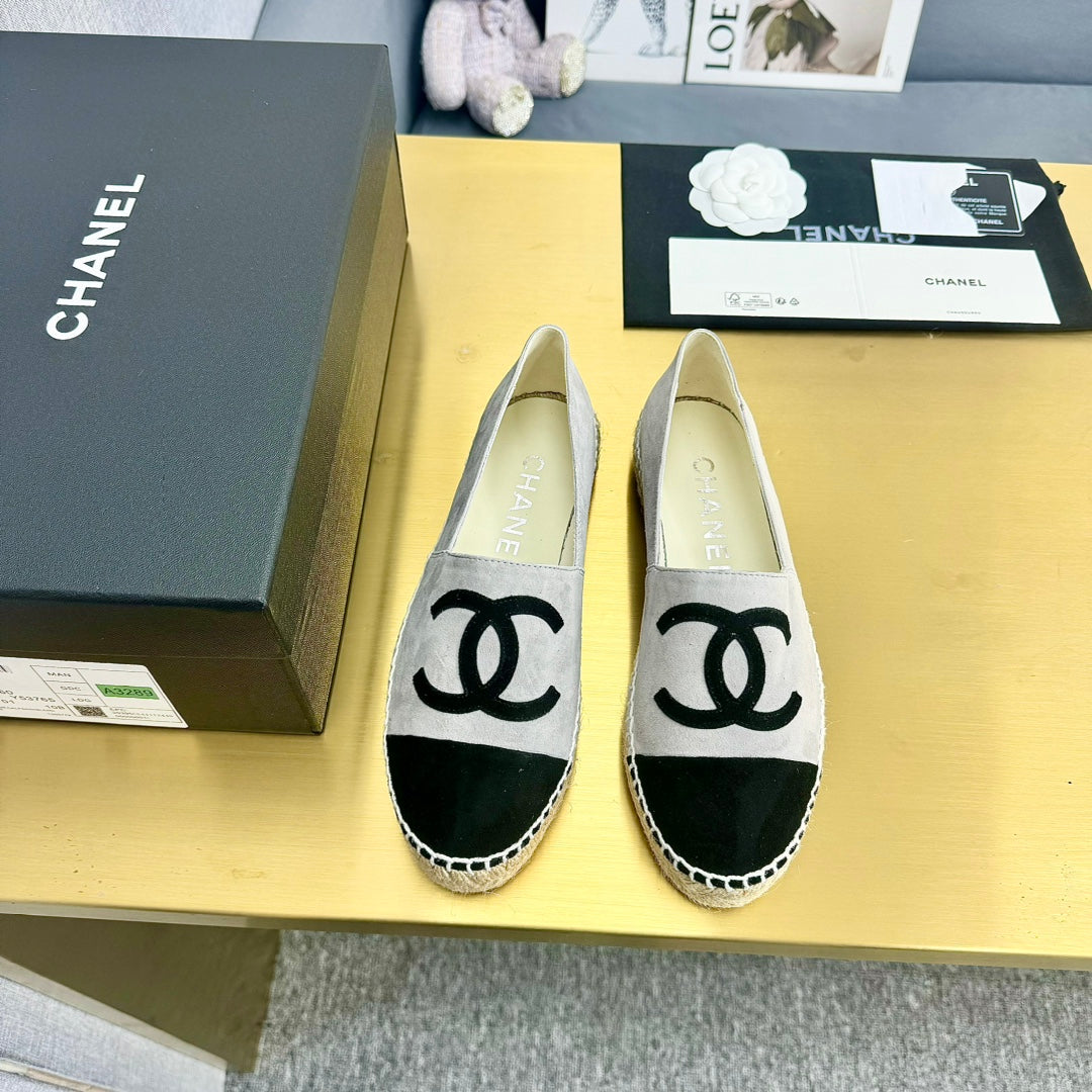 espadrilles grey and black suede