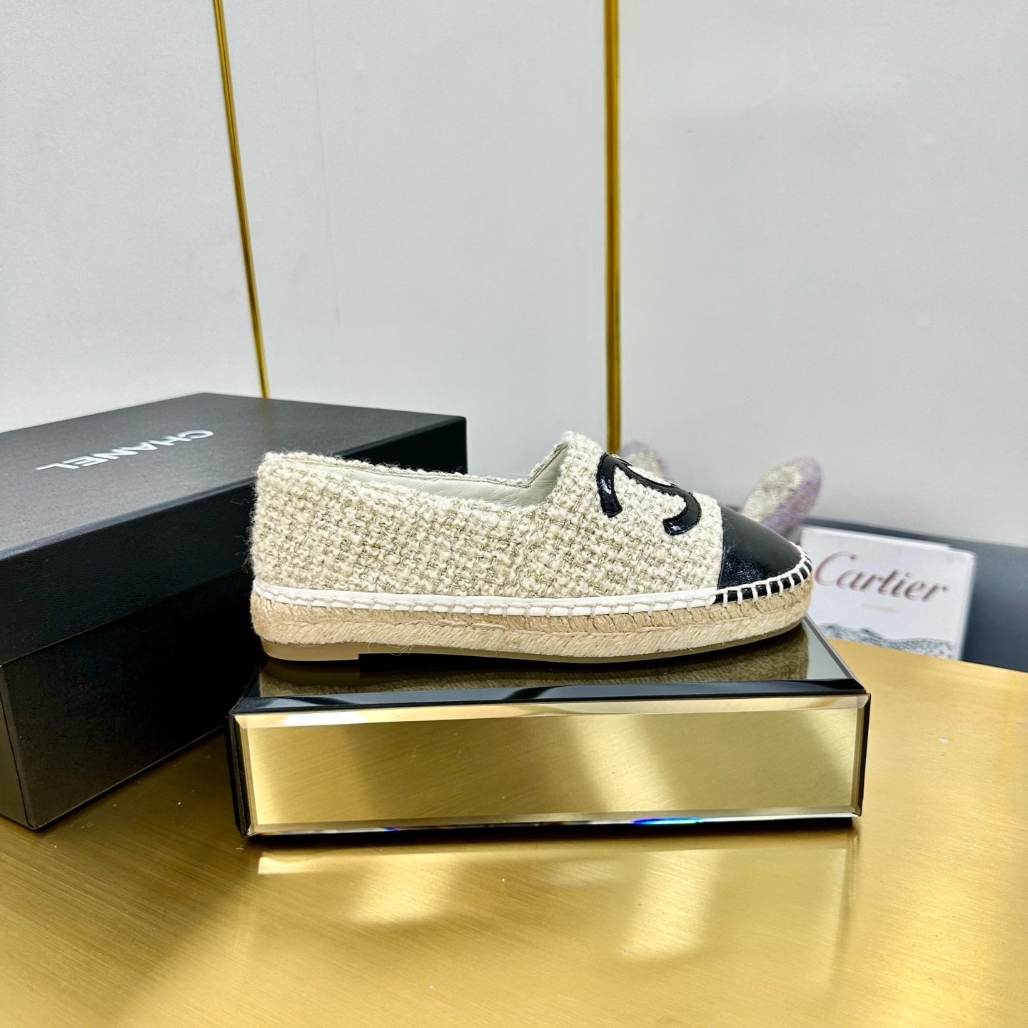 CC 25s Slipâ€“on Espadrilles Black Beige Tweed 297825