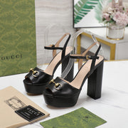 GG Sandales Cuir Noir Black