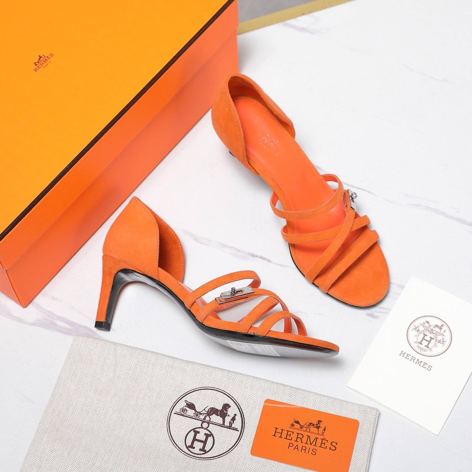 HM 26ss Sandals 65 Orange Suede 601230