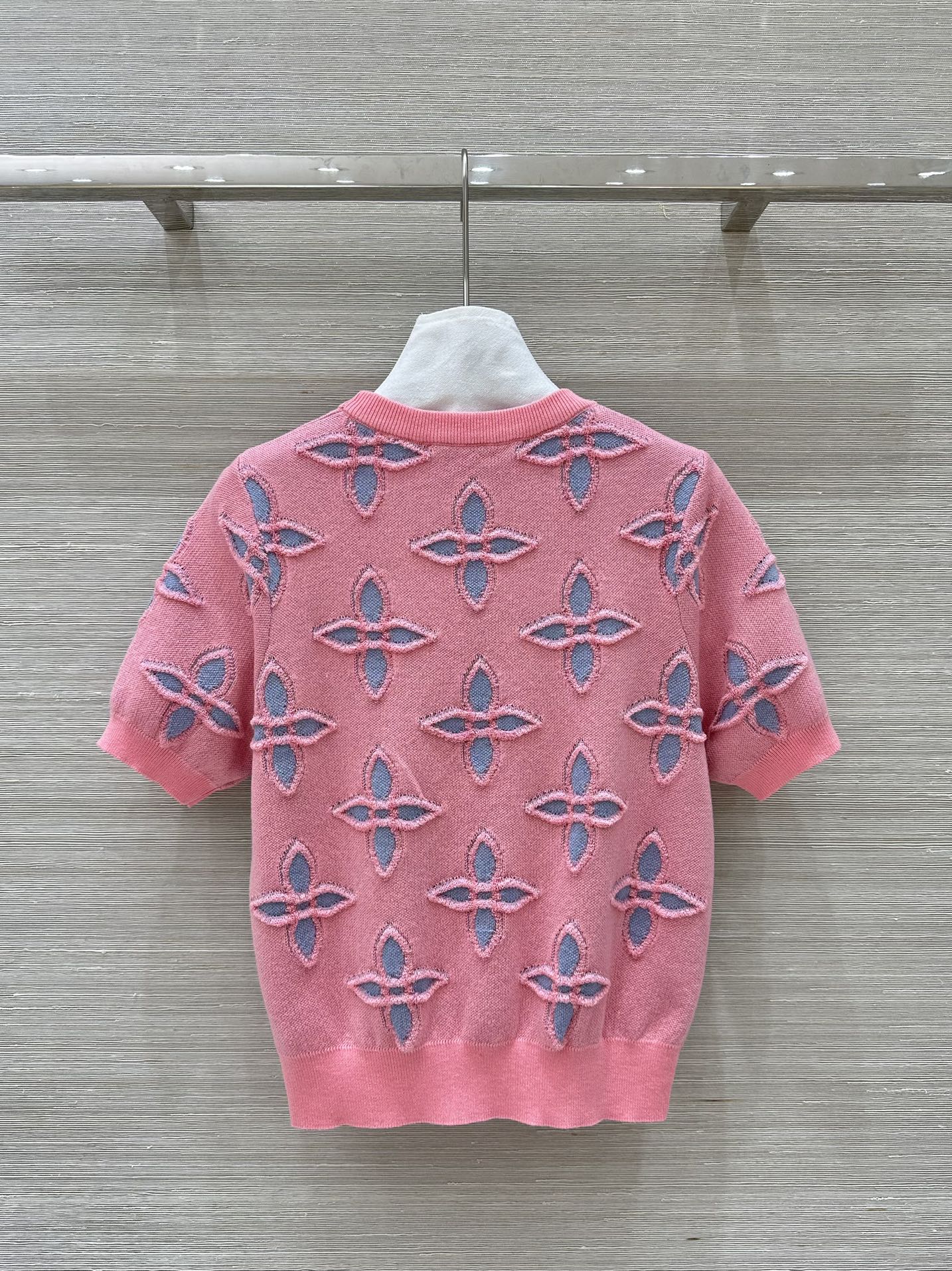 LV 25 Knitted Short-Sleeved Top Pink Wool