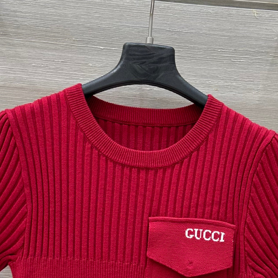 Gucci 25 Knitted Dress Red Viscose