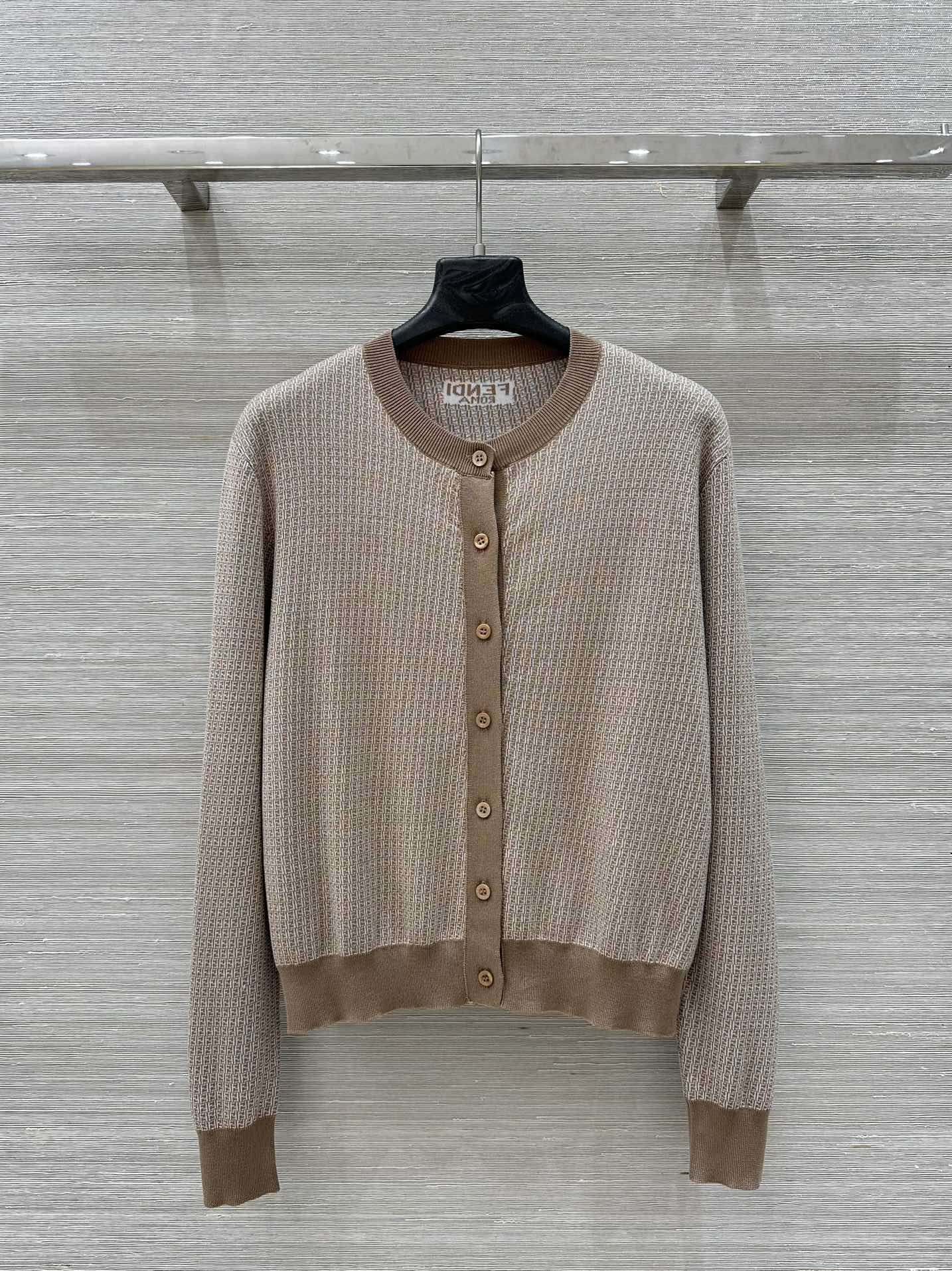 Fendi Knitted Cardigan Top Brown Wool