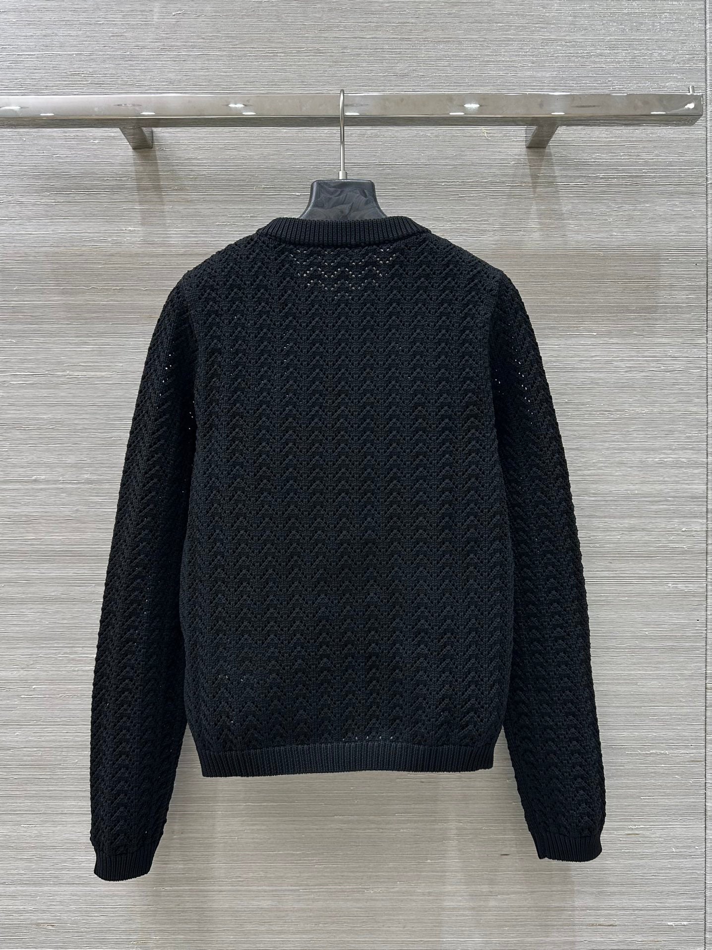 Gucci 25 Hollow Knitted Cardigan Black Polyester Fiber