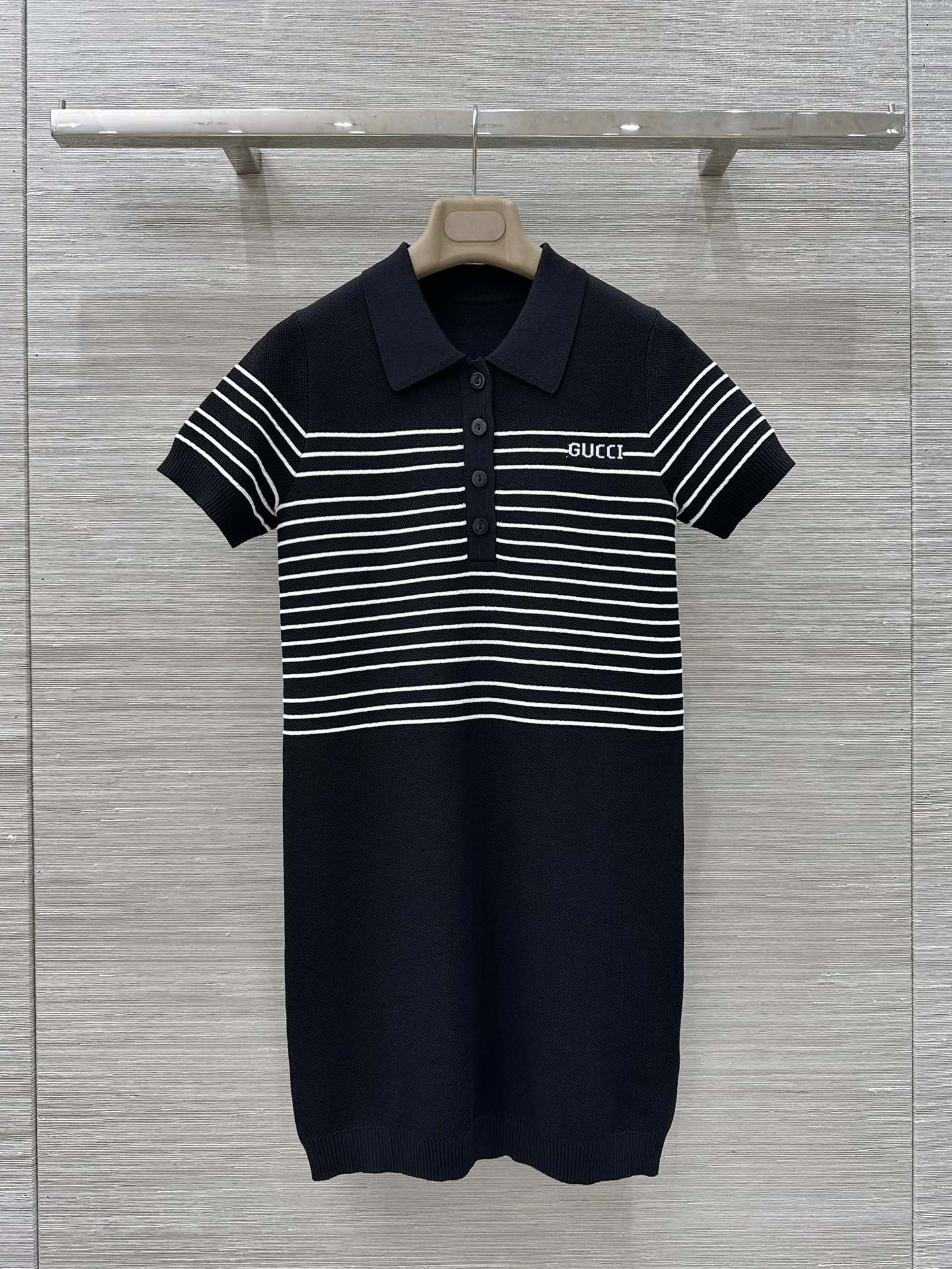 Gucci Polo Shirt Dress Black Cotton Wool