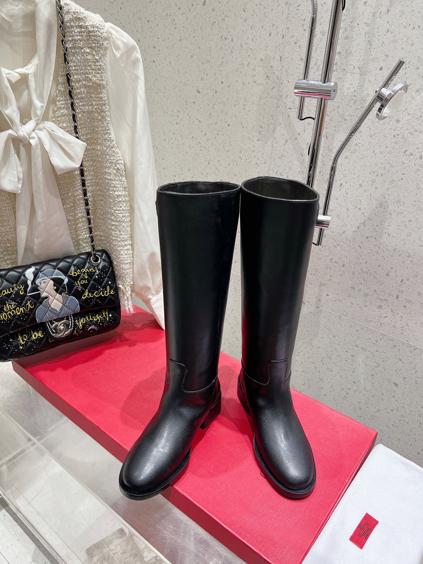 Valentino 2025 Garavani VLogo Boot Black Calfskin 554162
