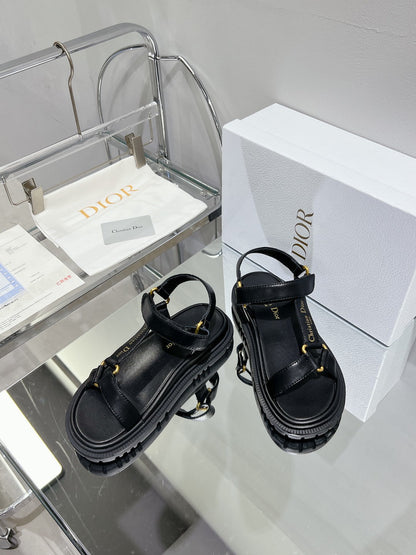 CD D-Wave Sandal In Black Cowhide 100755