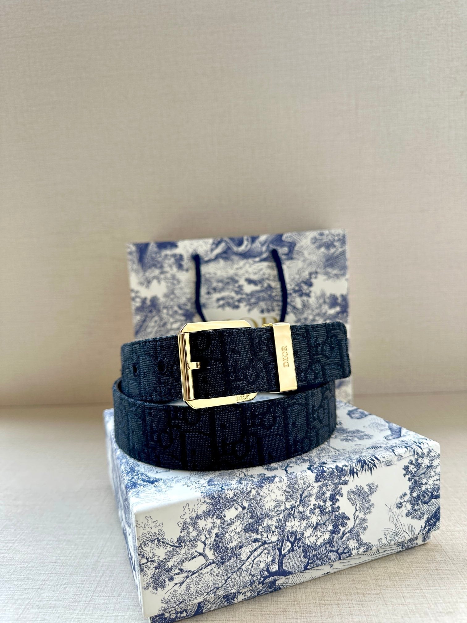 Dior Oblique Belt 35mm Jacquard and Grained Calfskin 208461