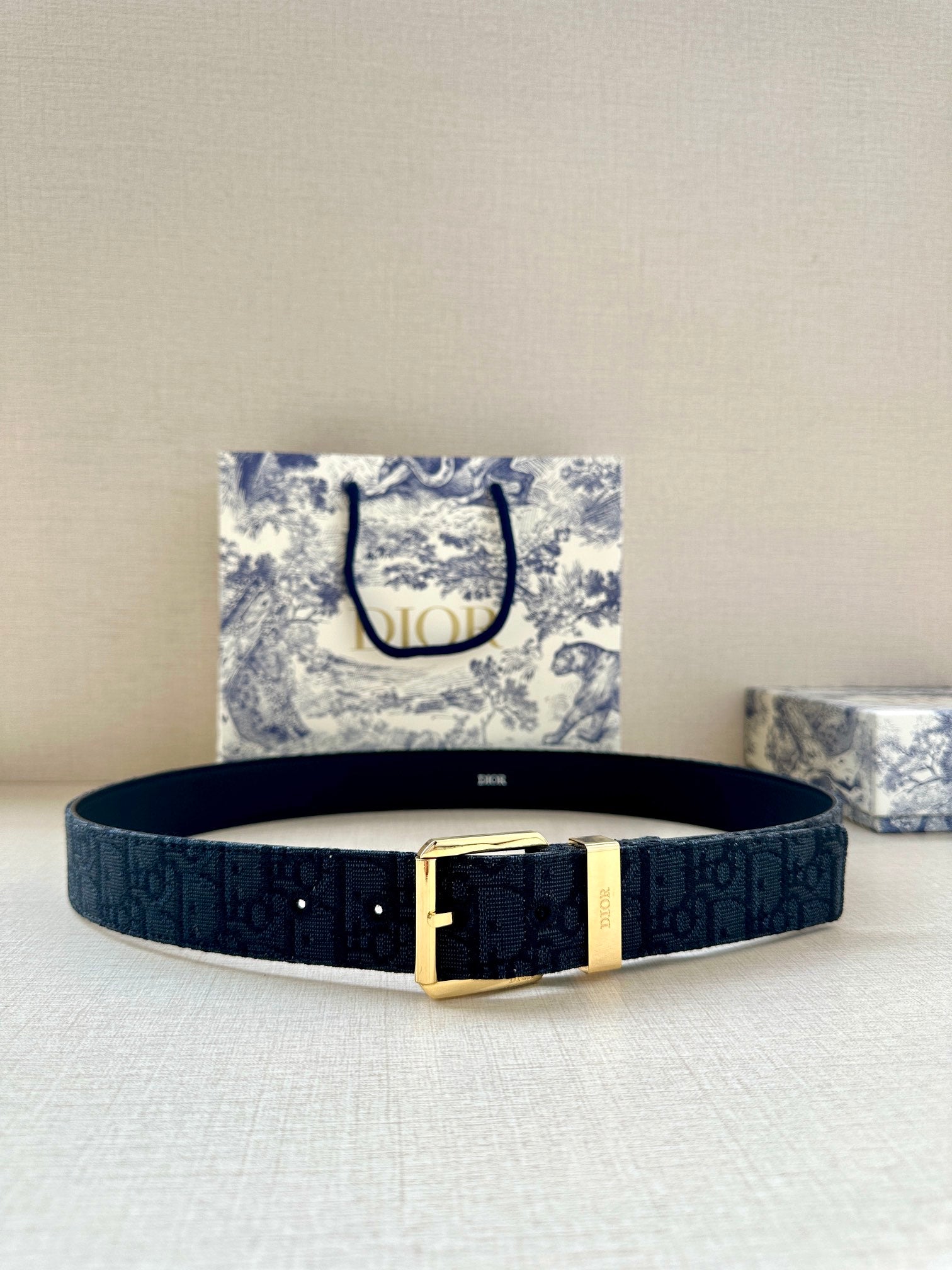 Dior Oblique Belt 35mm Jacquard and Grained Calfskin 208461