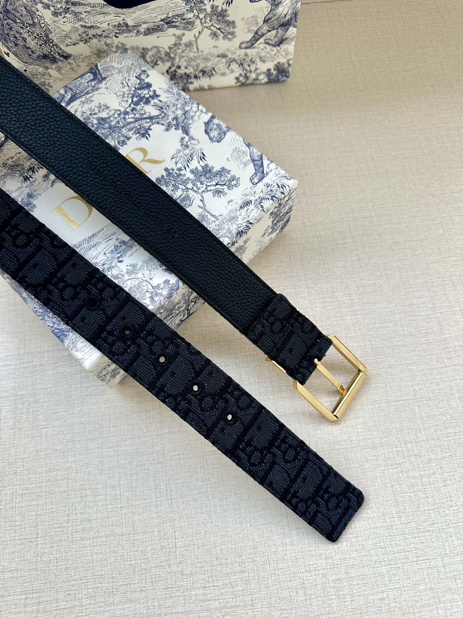 Dior Oblique Belt 35mm Jacquard and Grained Calfskin 208461